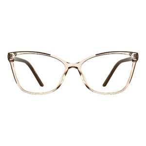 Women's Clear Champagne Brown Cat-Eye Glasses Frames